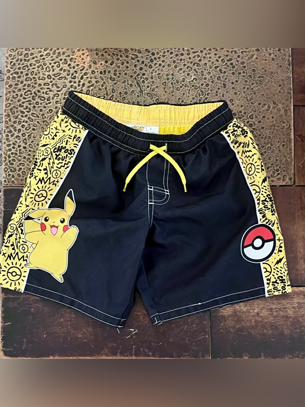 3/$30| 💛🖤 Pokémon Pikachu Black & Yellow Kids Swim Shorts